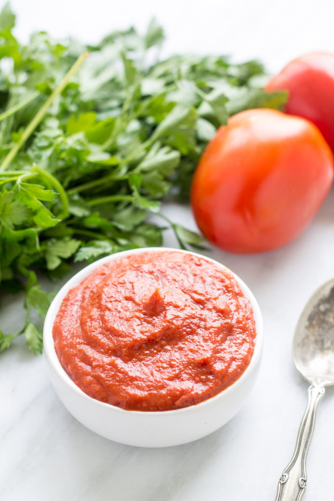 A small bowl of low FODMAP ketchup