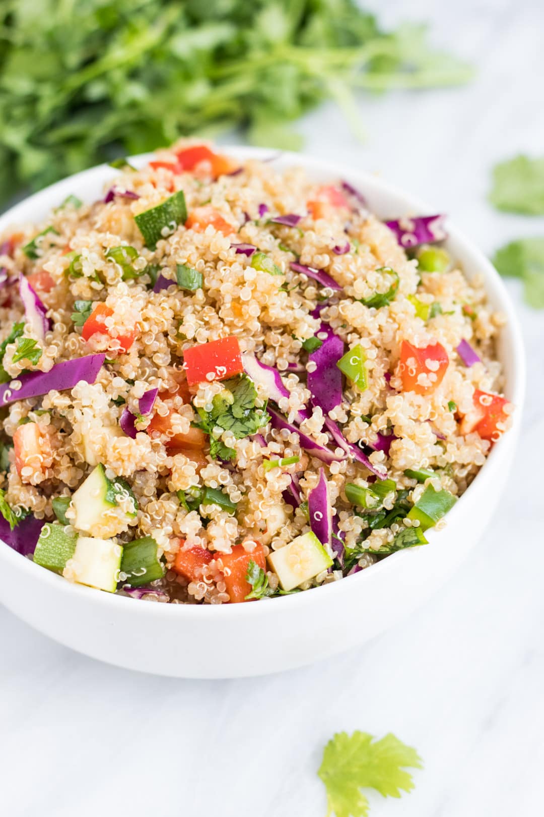 Bowl of Low FODMAP Rainbow Quinoa Salad