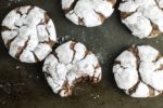 Horizontal close up of low FODMAP cocoa crinkle cookies