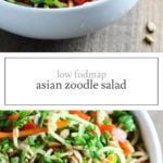 Two photos of low FODMAP Asian zoodle salad