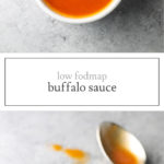 Two photos of low FODMAP buffalo sauce