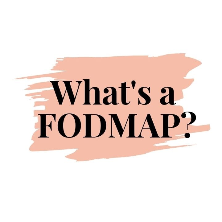 A white image with a scribbled light pink rectangle in the center. On top of the rectangle black text reads What is a FODMAP?