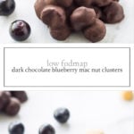 Two photos of low FODMAP dark chocolate blueberry mac nut clusters