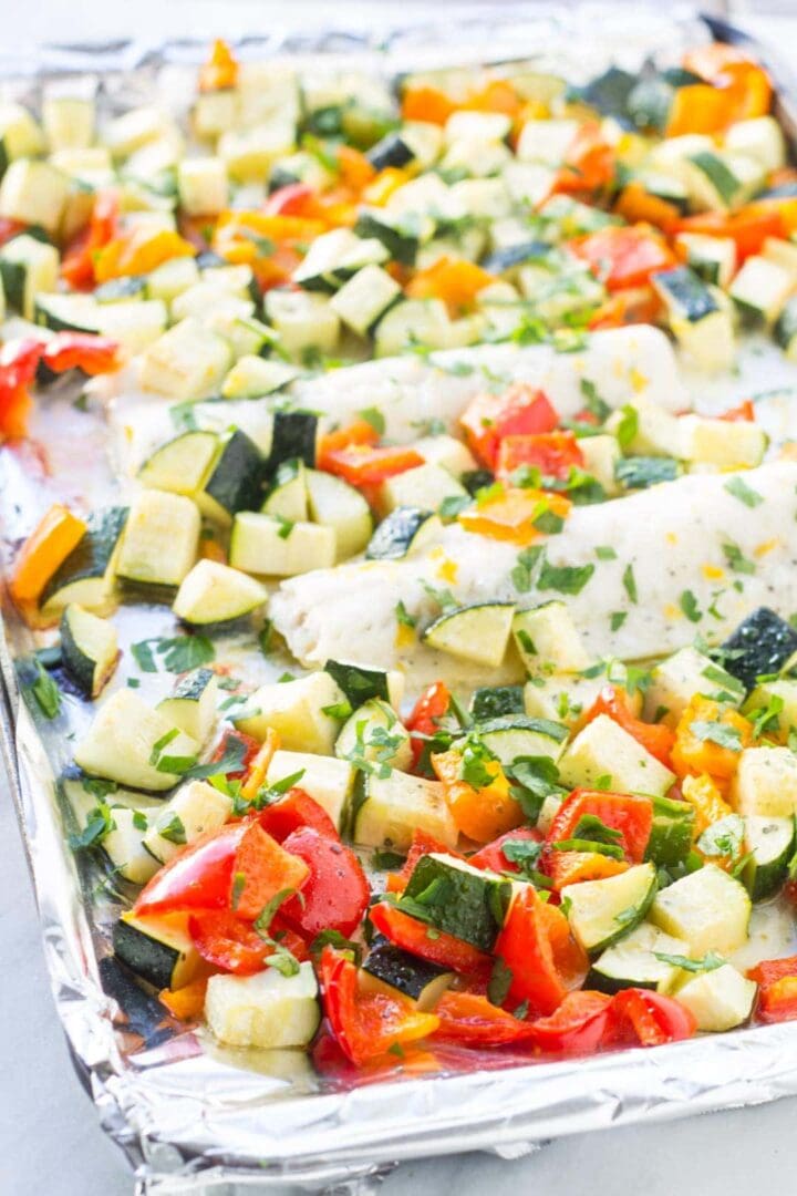 Low FODMAP Lemon Cod Sheet Pan Meal - Fun Without FODMAPs