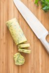 Low FODMAP chive butter with a chef's knife