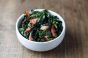 Bowl of low FODMAP Swiss chard and bacon
