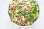 Horizontal overhead shot of low FODMAP Quinoa Tabbouleh