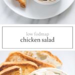 Two photos of low FODMAP chicken and grape salad
