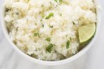 Overhead shot of a bowl filled with low FODMAP cilantro lime rice