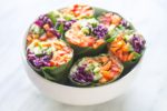 Centered bowl of low FODMAP rainbow wrap