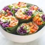 Centered bowl of low FODMAP rainbow wrap