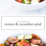 Two images of low FODMAP tomato salad with cucumber