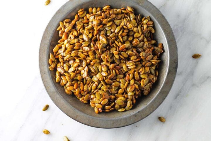 Low FODMAP Pumpkin Pie Spiced Pumpkin Seeds - Fun Without FODMAPs