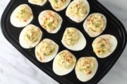 Tray of low FODMAP deviled eggs