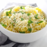 Savory Low FODMAP Spaghetti Squash with Pecorino Romano is a yummy, fall-inspired side dish with only a handful of ingredients.