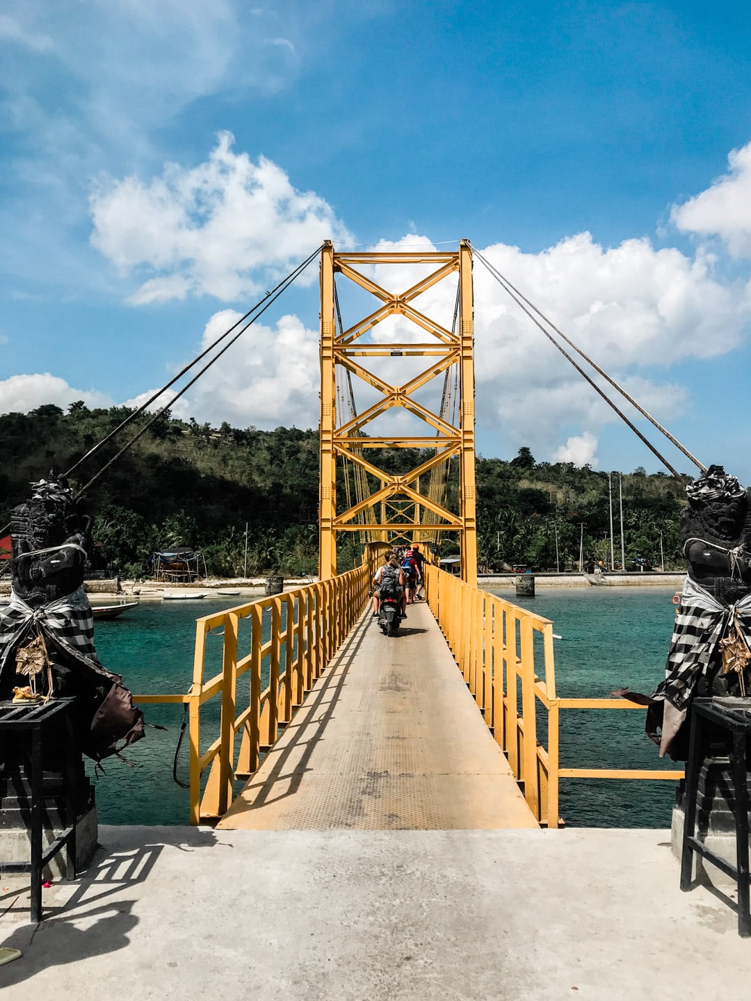 Yellow bridge connecting Lembongan with Ceningan