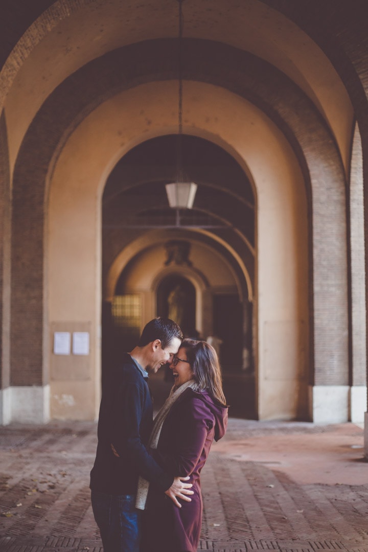 Couple laughing in Italy