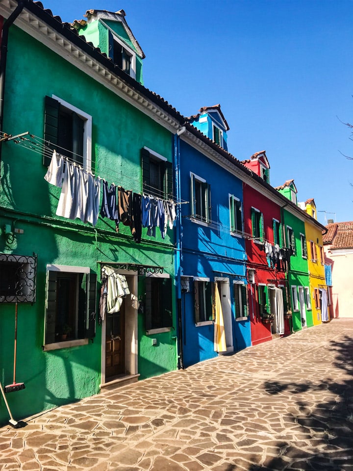 Colorful houses in Burano Italy