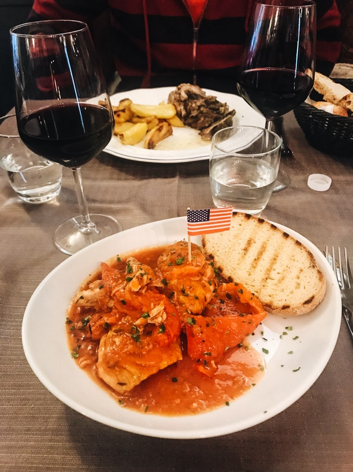 Roman Chicken with Gluten Free Bread at La Soffitta Renovatio in Rome Italy