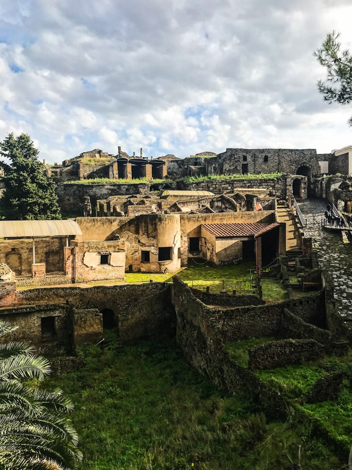Ruins at the main entrance to Pompeii in Italy