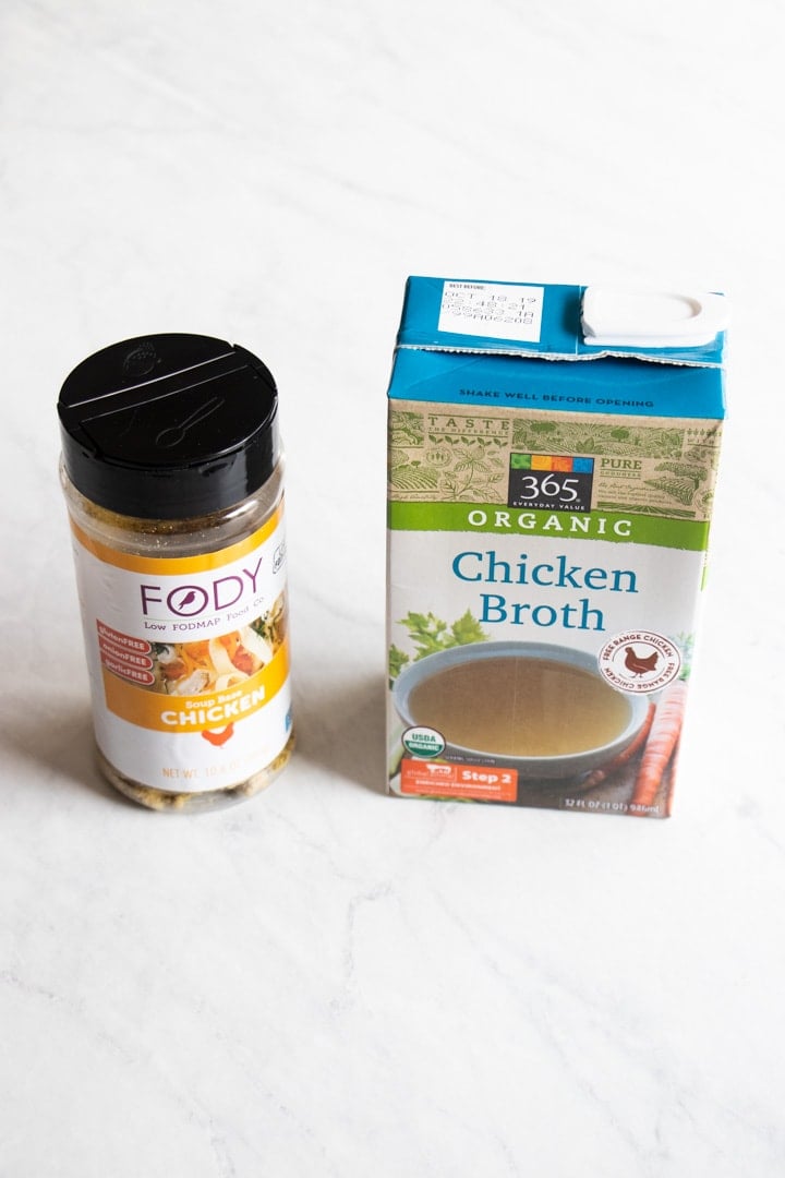 Two store-bought low FODMAP chicken broths