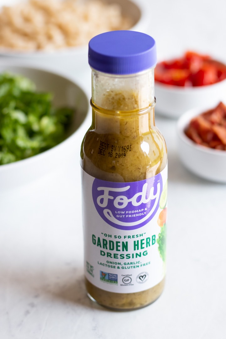 A bottle of Fody Foods Garden Herb Dressing