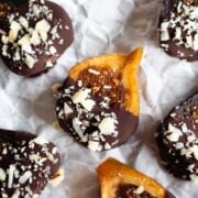 Chocolate dipped dried figs with macadamia nuts