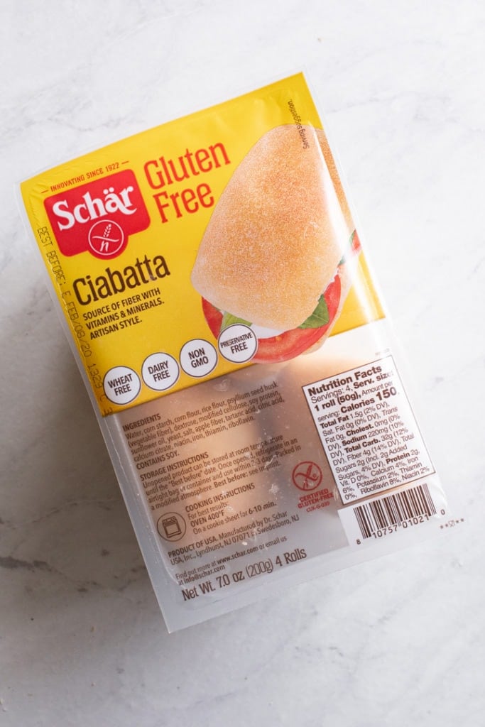 A package of Schar Gluten Free Ciabatta Bread