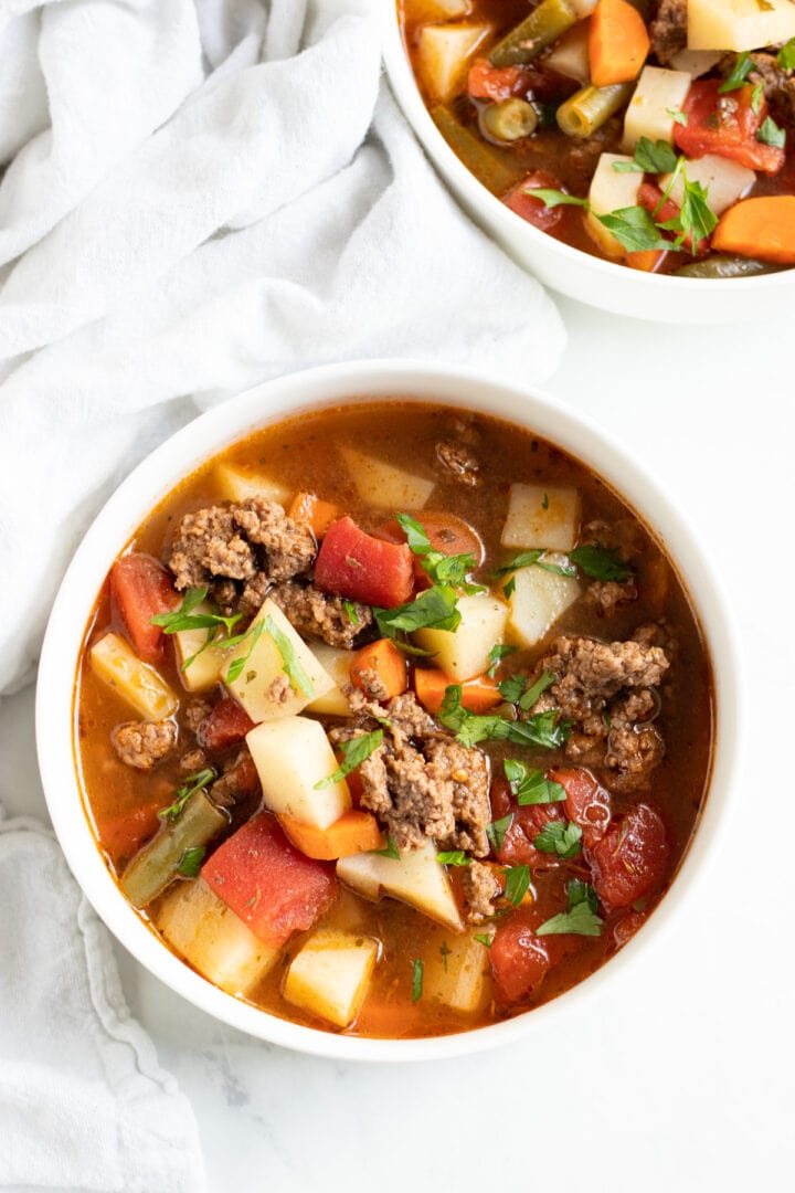 Low FODMAP Hamburger Vegetable Soup - Fun Without FODMAPs