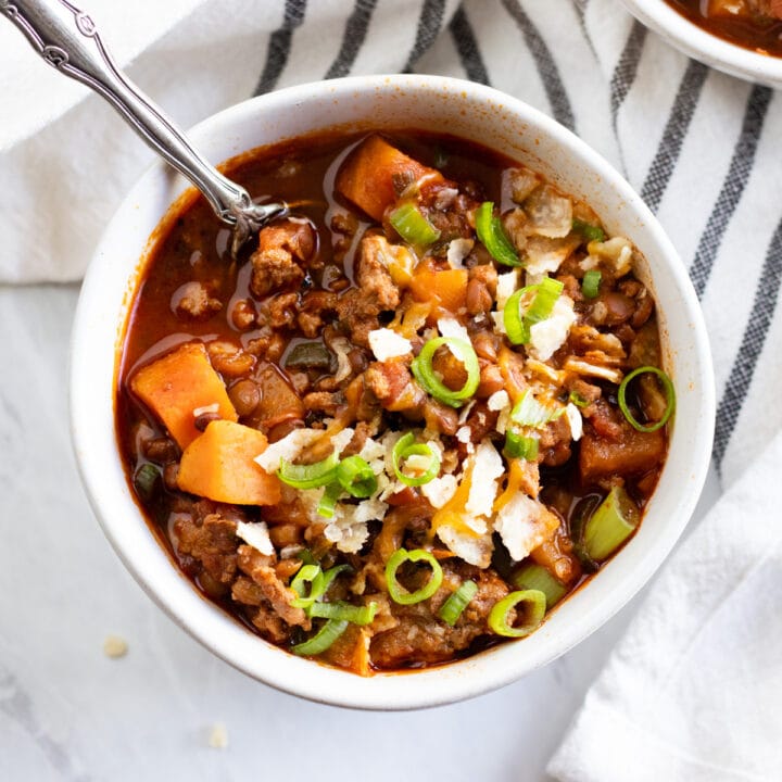 A bowl of low FODMAP chili