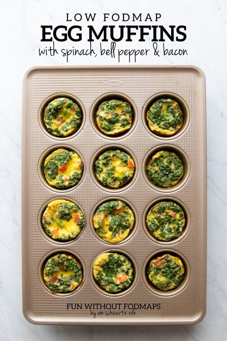 Low FODMAP Egg Muffins with Spinach, Peppers, and Bacon Fun Without